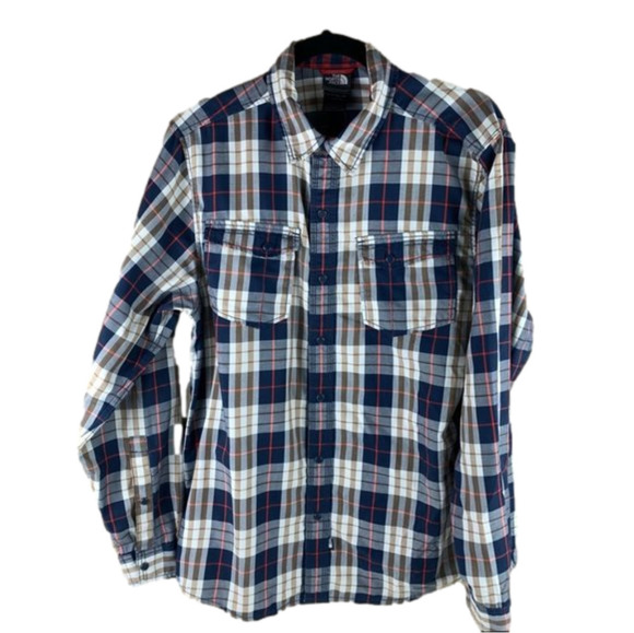 The North Face  Blue Long Sleeve Plaid Shirt - Picture 1 of 11